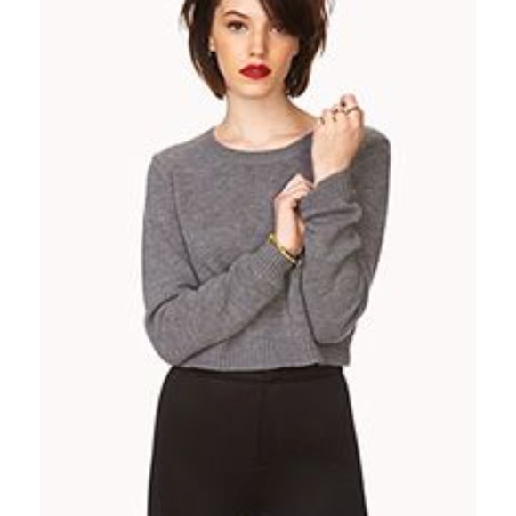 grey cropped sweater - Picture 2 of 6